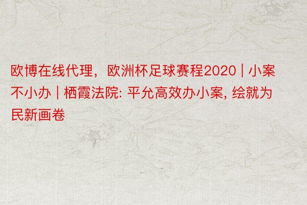 欧博在线代理，欧洲杯足球赛程2020 | 小案不小办 | 栖霞法院: 平允高效办小案, 绘就为民新画卷